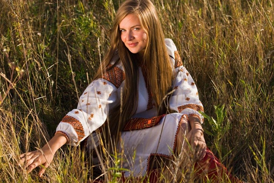 Model Women in Slavic costumes in Bratislava