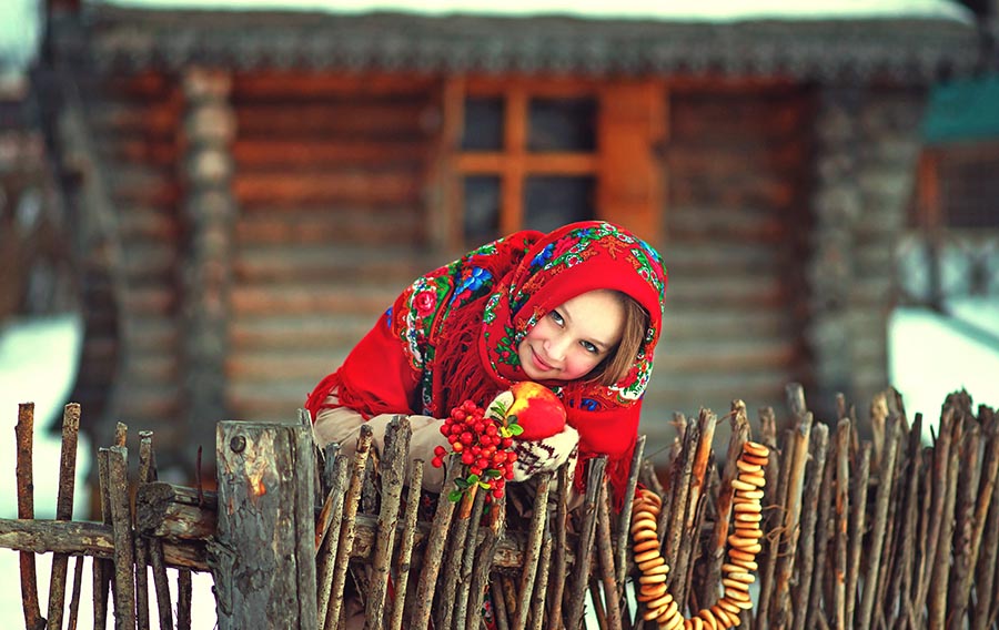 Sexy girl Women in Slavic costumes in Bratislava