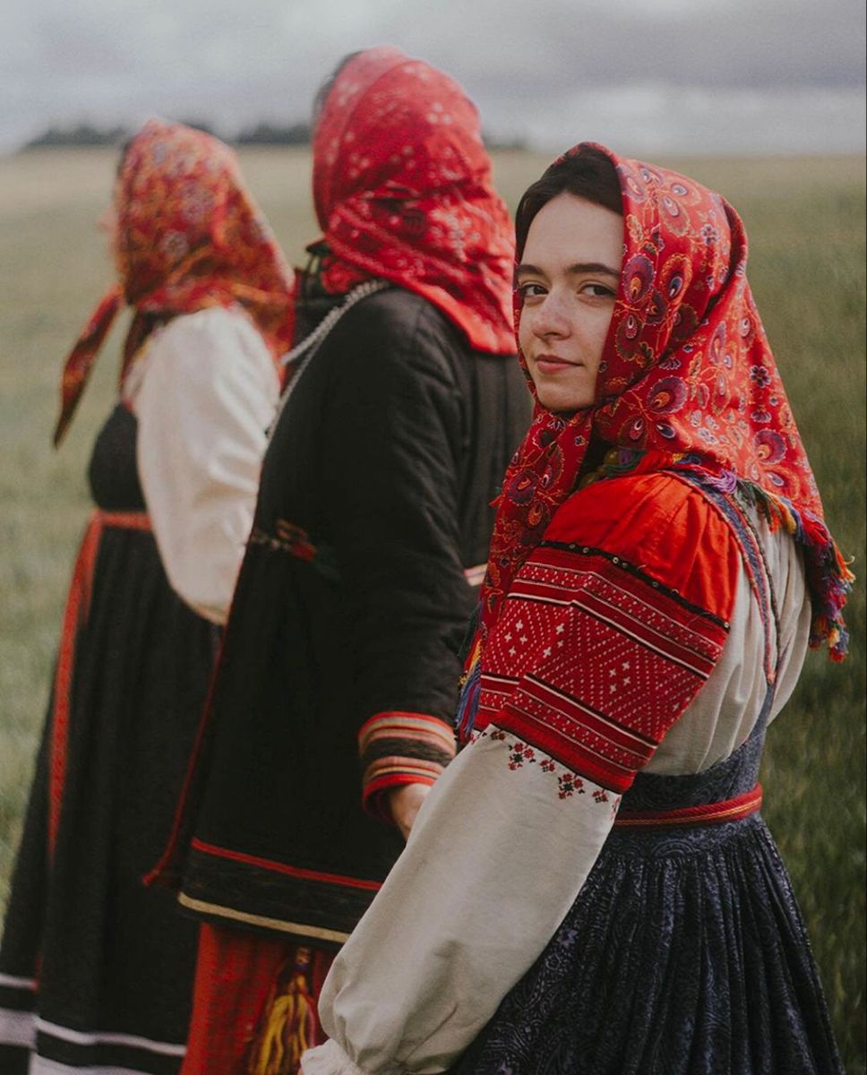 Women in Slavic costumes in Bratislava